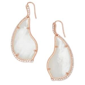 NEW Kendra Scott Tinley Teardrop Mother of Pearl Rose Gold Earrings Dangle Drop